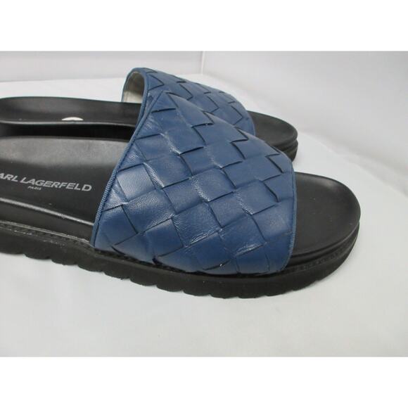 Karl Lagerfeld Paris Leather Weave Slide Size 13 Dark Blue / Black - LF1S2124 main image 6